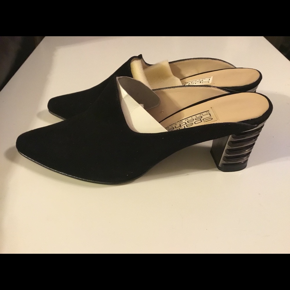 Spanish Leather Collection Black Suede Leather Mules Size 9.5M - Picture 4 of 6